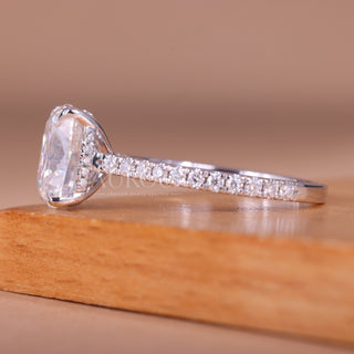 2.0CT Elongated Cushion Cut Pave Setting Moissanite Engagement Ring