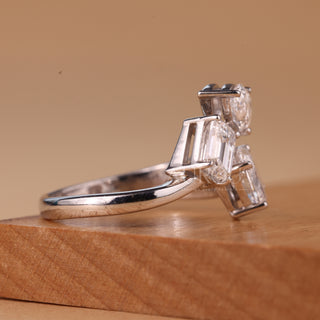 1.50CTW Emerald, Pear & Oval Cut Unique Three Stone Engagement Ring