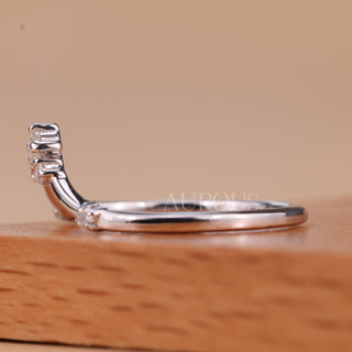 Round Cut Diamond Chevron Moissanite Wedding Band