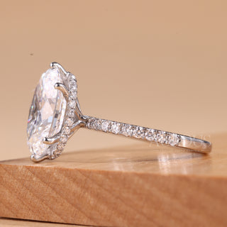 2.0CT Oval Cut Diamond Pave Setting Moissanite Engagement Ring