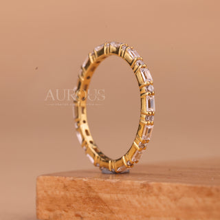 Baguette & Round Diamond Full Eternity Moissanite Wedding Band