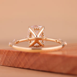 1.50CT Elongated Cushion Cut Petite Pave Setting Engagement Ring