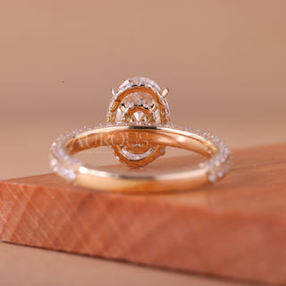 2.0CT Oval Cut Three Side Pave Setting Moissanite Engagement Ring