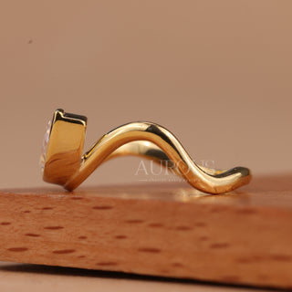 1.0CT Marquise Cut Solitaire Curved Moissanite Engagement Ring