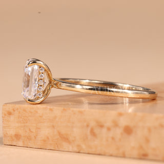 1.0CT Radiant Cut Hidden Halo Moissanite Engagement Ring