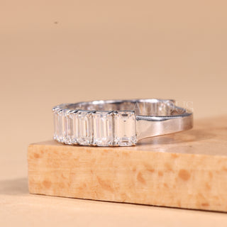 Emerald Cut Diamond Half Eternity Moissanite Wedding Band
