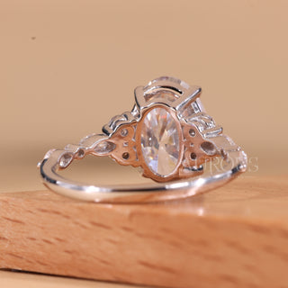1.50CT Oval Cut Cluster Diamond Moissanite Engagement Ring
