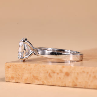 1.0CT Oval Cut Wide Band Solitaire Moissanite Engagement Ring