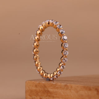 Round Cut Diamond Minimalist Full Eternity Wedding Band