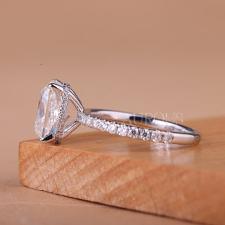 1.50CT Elongated Cushion Cut Pave Setting Engagement Ring