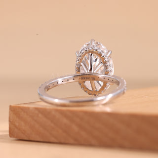 2.0CT Oval Cut Diamond Pave Setting Moissanite Engagement Ring
