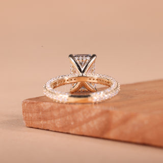 3.0CT Radiant Cut Three Side Pave Setting Moissanite Engagement Ring