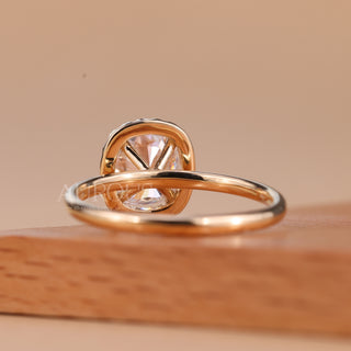 1.0CT Elongated Cushion Cut Halo Setting Moissanite Engagement Ring