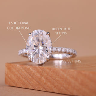 2.0CT Oval Cut Pave Setting Moissanite Engagement Ring For Her