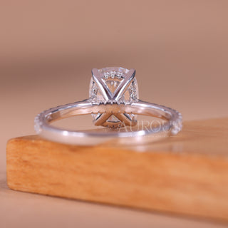 2.0CT Elongated Cushion Cut Pave Setting Moissanite Engagement Ring
