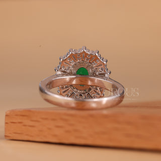 1.0CT Oval cut Green Gemstone Cluster Diamond Moissanite Engagement Ring