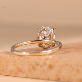 1.0CT Oval Cut Hidden Diamond Moissanite Engagement Ring