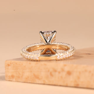 1.00CT Radiant Cut Three Side Pave Setting Moissanite Engagement Ring