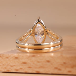 1.50CT Marquise Cut Cluster Diamond Unique Curved Bridal Ring Set
