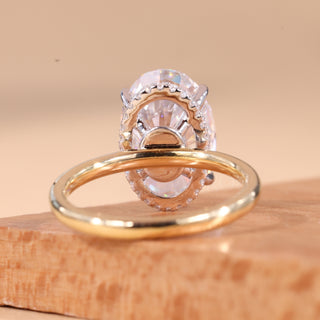 3.0CT Oval Cut Diamond Hidden Halo Moissanite Engagement Ring