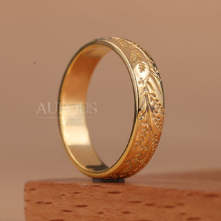 Art Deco Nature Inspired Unique Wedding Band