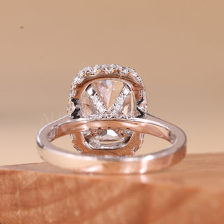 2.0CT Elongated Cushion Cut Halo Setting Moissanite Engagement Ring