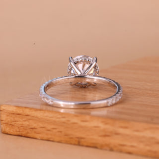 1.0CT Round Cut Pave Setting Moissanite Engagement Ring
