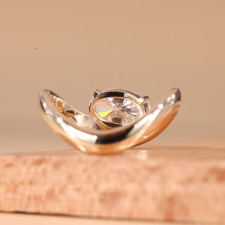 1.50CT East-West Oval Cut Solitaire Curved Moissanite Engagement Ring