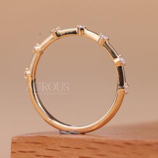 Round Cut Diamond Petite Pave Setting Half Eternity Band