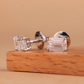 Emerald Cut Diamond Solitaire Moissanite Stud Earrings