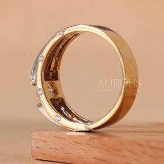 0.75CT Round Cut Diamond Two Tone Men's Wedding Ring