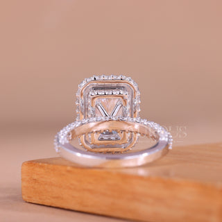 2.50CT Radiant Cut Three Side Pave & Halo Setting Engagement Ring