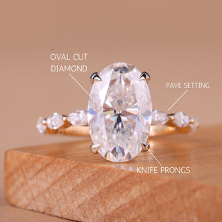 2.0CT Oval Cut Pave Setting Moissanite Engagement Ring