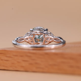 1.50CT Blue Portuguese Round Cut Solitaire Moissanite Engagement Ring