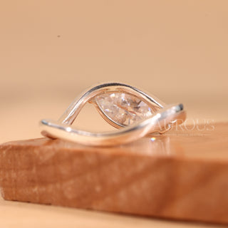 1.50CT East-West Marquise Cut Unique Curved Moissanite Engagement Ring