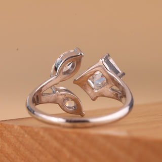 Emerald & Marquise Cut Three Stone Moissanite Engagement Ring