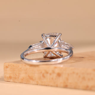 2.0CT Elongated Cushion Cut Three Stone Moissanite Engagement Ring