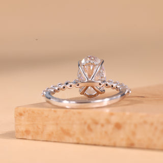 2.0CT Oval Cut Pave Setting Moissanite Engagement Ring
