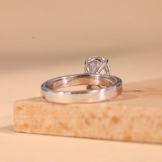 1.0CT Oval Cut Wide Band Solitaire Moissanite Engagement Ring