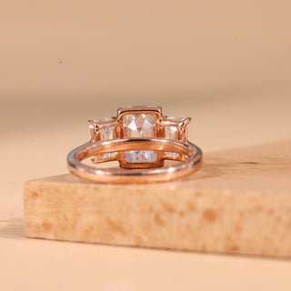 1.0CT Emerald Cut Moissanite Three Stone Engagement Ring