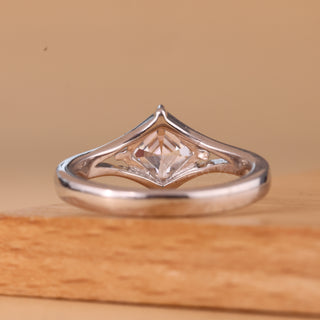 1.0CT Asscher Cut Solitaire Split Shank Moissanite Engagement Ring