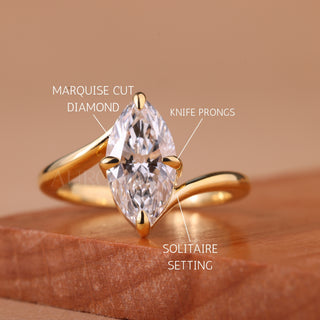 1.50CT Marquise Cut Solitaire Unique Moissanite Engagement Ring