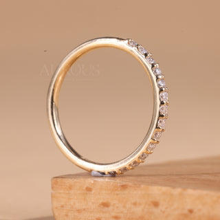 Round Cut Pave Setting Half Eternity Moissanite Wedding Band