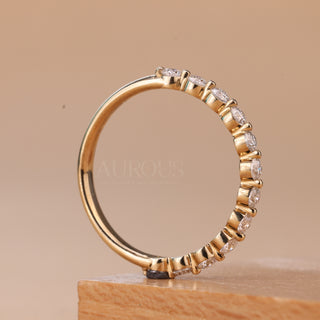 Round Cut Pave Setting Half Eternity Moissanite Wedding Band