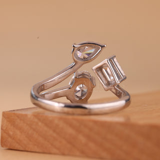 1.50CTW Emerald, Pear & Oval Cut Unique Three Stone Engagement Ring