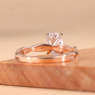 1.0CT Oval Cut Twisted Pave Setting Moissanite Engagement Ring