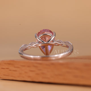 1.50CT Pink Pear Cut Diamond Pave Setting Moissanite Engagement Ring