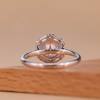 1.50CT Portuguese Round Cut Unique Halo Setting Moissanite Engagement Ring