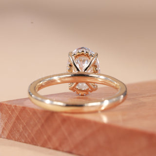 1.5CT Oval Cut Hidden Halo Moissanite Engagement Ring