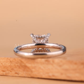 1.0CT Princess Cut Diamond Pave Setting Moissanite Engagement Ring